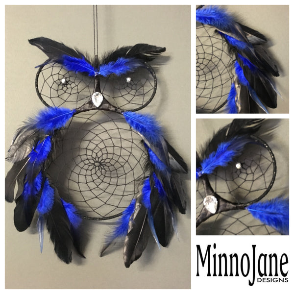 Owl Dreamcatcher Blue/Black